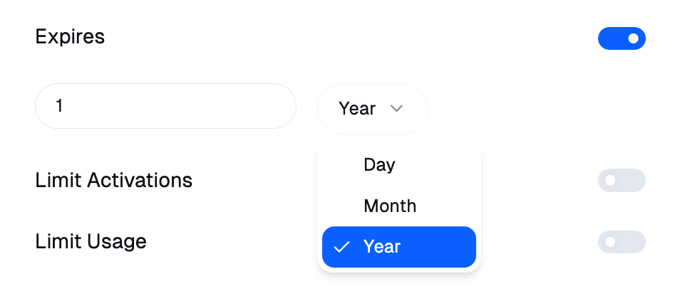 Set license key expiration